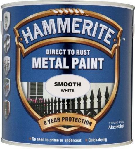 Picture of Hammerite Smooth White Metal Paint 2.5L Direct To Rust