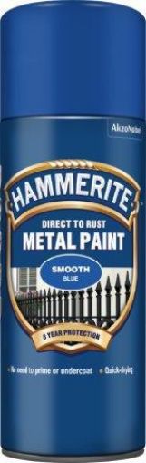 Picture of Hammerite Smooth Blue Metal Spray Paint 400ml Direct To Rust