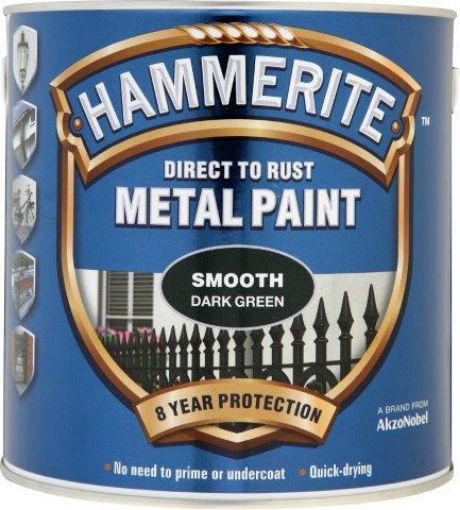 Picture of Hammerite Smooth Dark Green Metal Paint 2.5L Direct To Rust