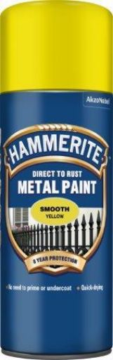 Picture of Hammerite Smooth Yellow Metal Spray Paint 400ml Direct To Rust