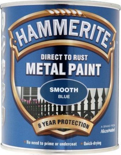 Picture of Hammerite Smooth Blue Metal Paint 750ml Direct To Rust
