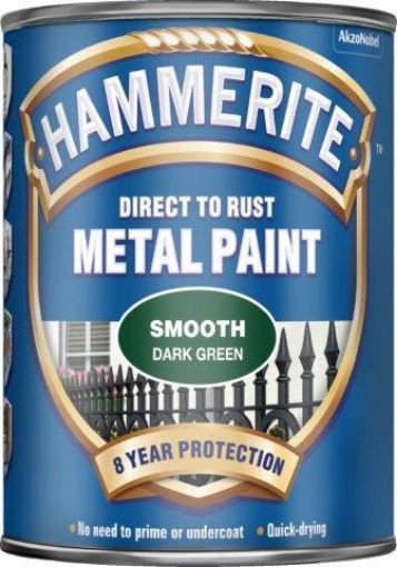 Picture of Hammerite Smooth Dark Green Metal Paint 750ml Direct To Rust