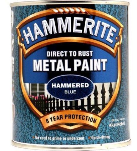 Picture of Hammerite Hammered Blue Metal Paint 750ml Direct To Rust