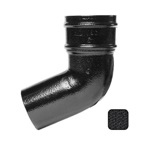 Picture of Alumasc Cast Aluminium Black Round Guttering 63mm 112 Degree Downpipe Bend