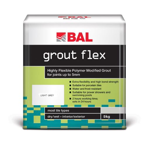 Picture of BAL Flex Light Grey Wall Tile Grout 5kg Flexible