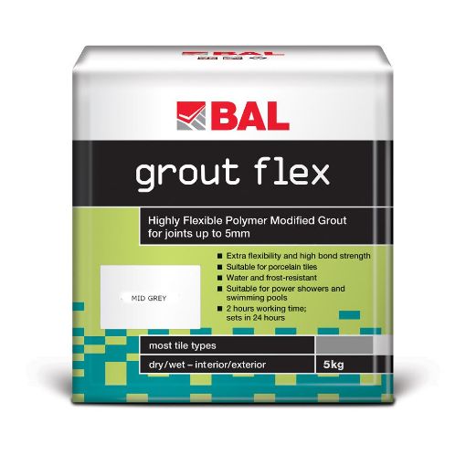 Picture of BAL Flex Mid Grey Wall Tile Grout 5kg Flexible
