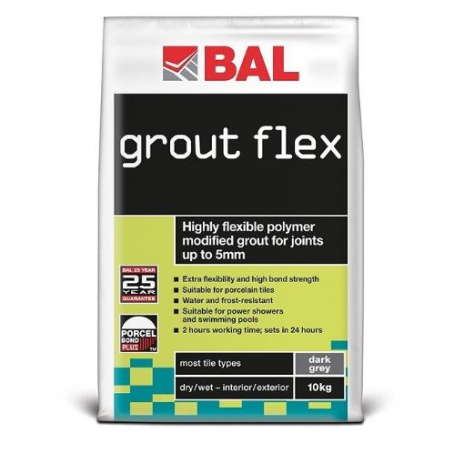 Picture of BAL Flex Dark Grey Wall Tile Grout 10kg Flexible