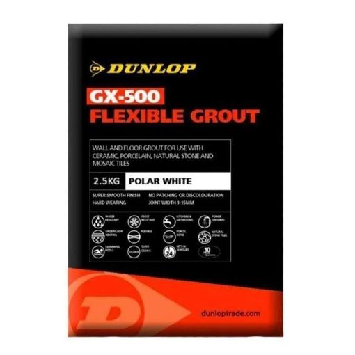 Picture of Dunlop GX-500 Polar White Tile Grout 2.5kg Flexible
