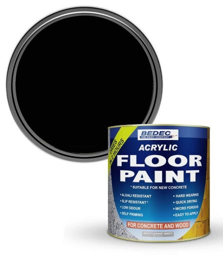 Picture of Bedec Acrylic Base Black Concrete Garage Floor Paint 5L