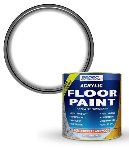 Picture of Bedec Acrylic Base White Concrete Garage Floor Paint 5L