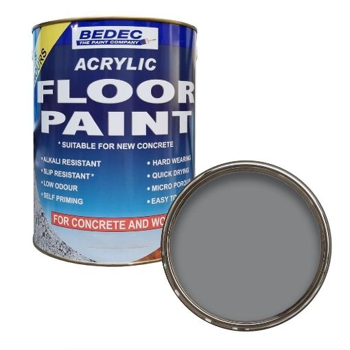 Picture of Bedec Acrylic Base Battleship Grey Concrete Garage Floor Paint 5L